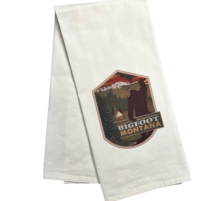 Bigfoot Embroidered Tea Towel