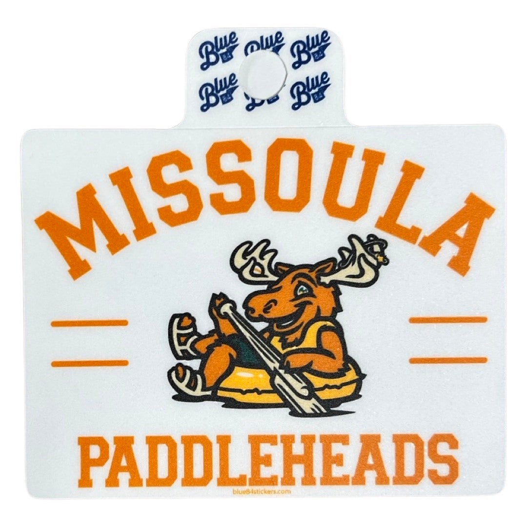 Missoula PaddleHeads Sticker Missoula Montana w Float Logo Blue84